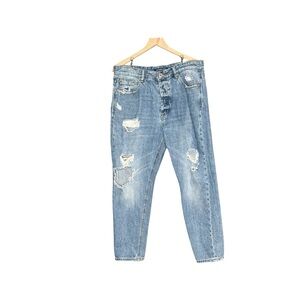 Gianni Lupo Denim Carrot Over Fit Distressed Jeans Size 34